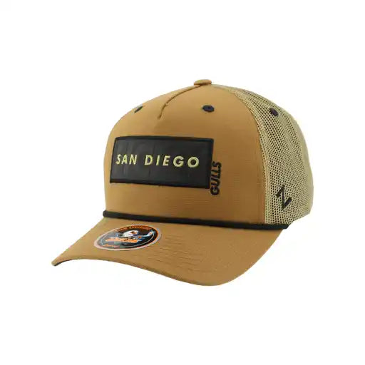 Men's San Diego Gulls Leather Curved Snapback Hat